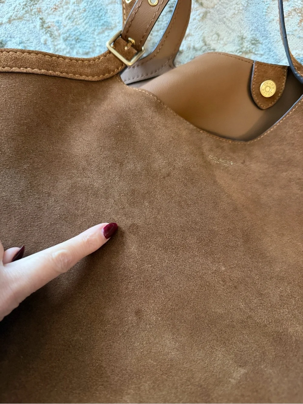 Coach Gramercy Warm Brown Suede Tote Bag - Picture 3 of 14